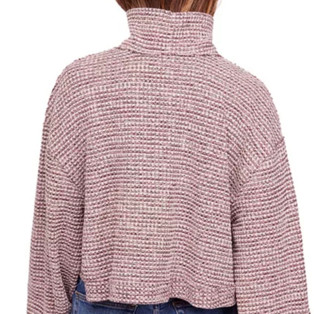 NWOT! Free People Bk Cropped Sweater Wine sz SM - Picture 2 of 7